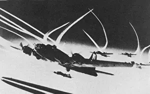 Trails: American bomber B-17, 1943