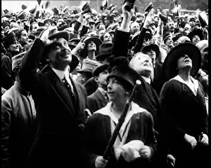 Upwards: American Crowd Looking Upwards and Cheering
