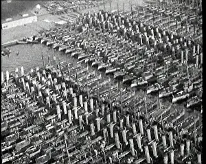 American Destroyers Sitting Lined Up In Water