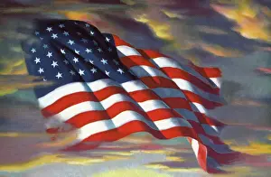 Nationalistic: American Flag in Clouds