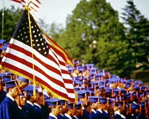 Mortarboard: American Flag Flying in Foreground