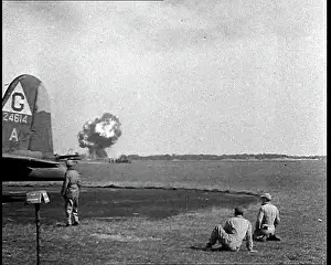 Unsuccessful: American Ground Crew Watching Liberator Bomber