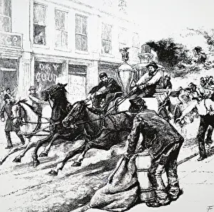 Rushed: American horse drawn steam fire engine being rushed