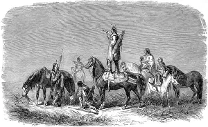 Blackfoot: American Indians. Pawnees looking out for the enemy. From a