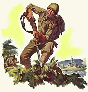 Bayonette: American Infantryman attacking with Bayonette