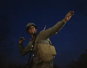 Grenade: An American infantryman gets ready to throw a hand grenade