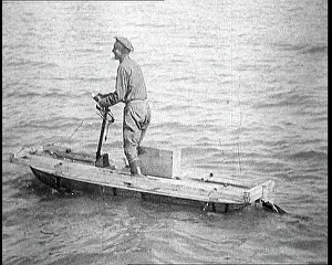Contraption: American Inventor Operating A Raft Contraption