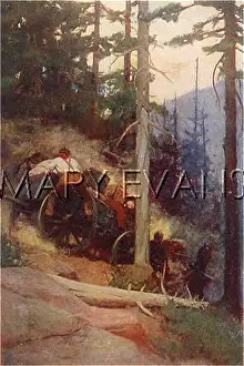 Tricky: American settlers with wagon in forest