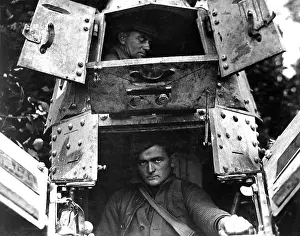 Hatches: American skipper and gunner inside a British Whippet