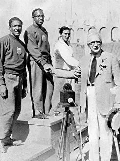 100m: American sprinters on the podium, 1932 Olympics