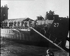 Disembarking: American Troops Disembarking a Large American