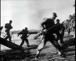Disembarking: American Troops Disembarking a Large American