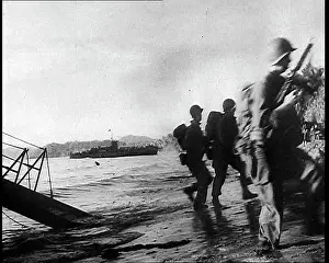 Disembarking: American Troops Disembarking a Large American