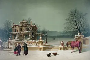 Conversing: American winter scene