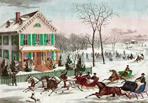 Sleighs: American winter scene