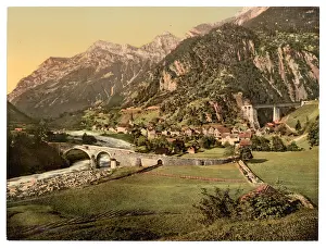 Gotthard: Amsteg, general view, St. Gotthard Railway, Switzerland