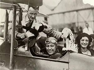 Mascots: Amy Johnson with her mascots and engineer Jack Humphries
