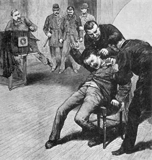 Haymarket: Anarchist Being Held Down For Mug Shot, Chicago, 1886