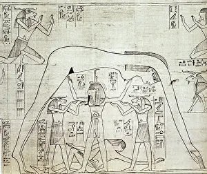 Representing: Ancient Egyptian cosmos: goddess Nut (sky) with
