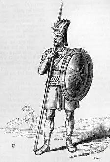 Phoenician: Ancient history. Phoenician warrior. Engraving, 19th century