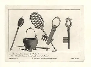 Sieve: Ancient keys and cooking utensils
