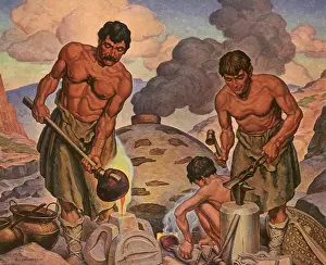 Fossils: Ancient Man working with Copper