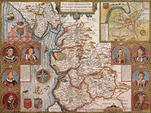 1611: Ancient Map, Lancashire, 1611