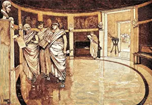 Mary Evans (colourised): Ancient Roman library