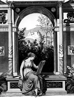 Thiersch: ancient world, Greece, young woman with scroll