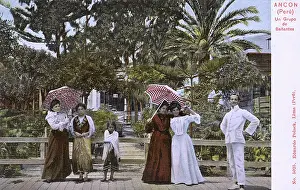 Stripey: Ancon, Peru - A group of bathers