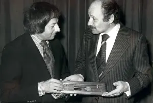 Sponsors: Andre Previn presented with baton, LSO press conference