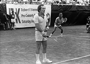 Doubles: Andy Williams and Burt Bacharach playing tennis