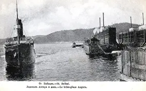 Translates: The Angara approaching the dock at Port Baikal