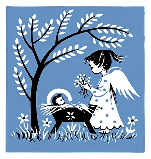 Brough: Angel bringing Flowers to the Holy Babe
