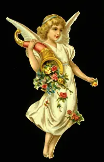 Cornucopia: Angel with cornucopia of flowers
