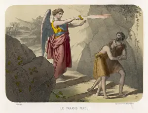 Brandishes: ANGEL EXPELS ADAM