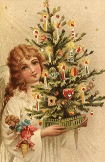 Inspirational: Angel Holding Christmas Tree