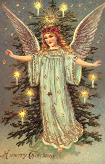 Spreads: Angel By Lit Christmas Tree