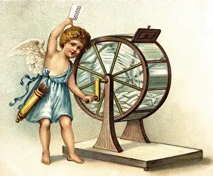 Lotteries: Angel with lottery wheel