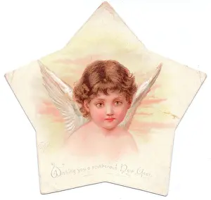 Rosebud: Angel on a New Year card