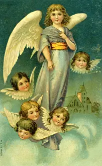 Putti: Angel and putti on a cloud