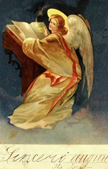 Lamplight: Angel reading a book