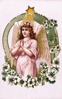Bethlehem: Angel with star of Bethlehem and flowers