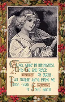 Bowley: Angel and verse on Christmas card