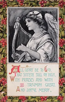 Bowley: Angel and verse on Christmas card