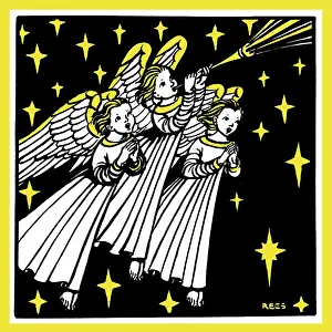 Rejoicing: Angels ? three angels one with trumpet