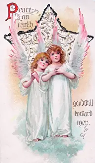 Childlike: Two angels on a Christmas card