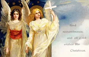 Halos: Two angels on a Christmas card