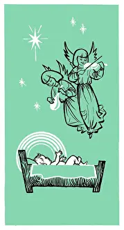 Lutes: Angels over the Crib playing lute and violin