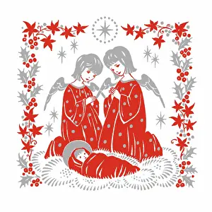 Two Colour: Two Angels beside the Holy Child